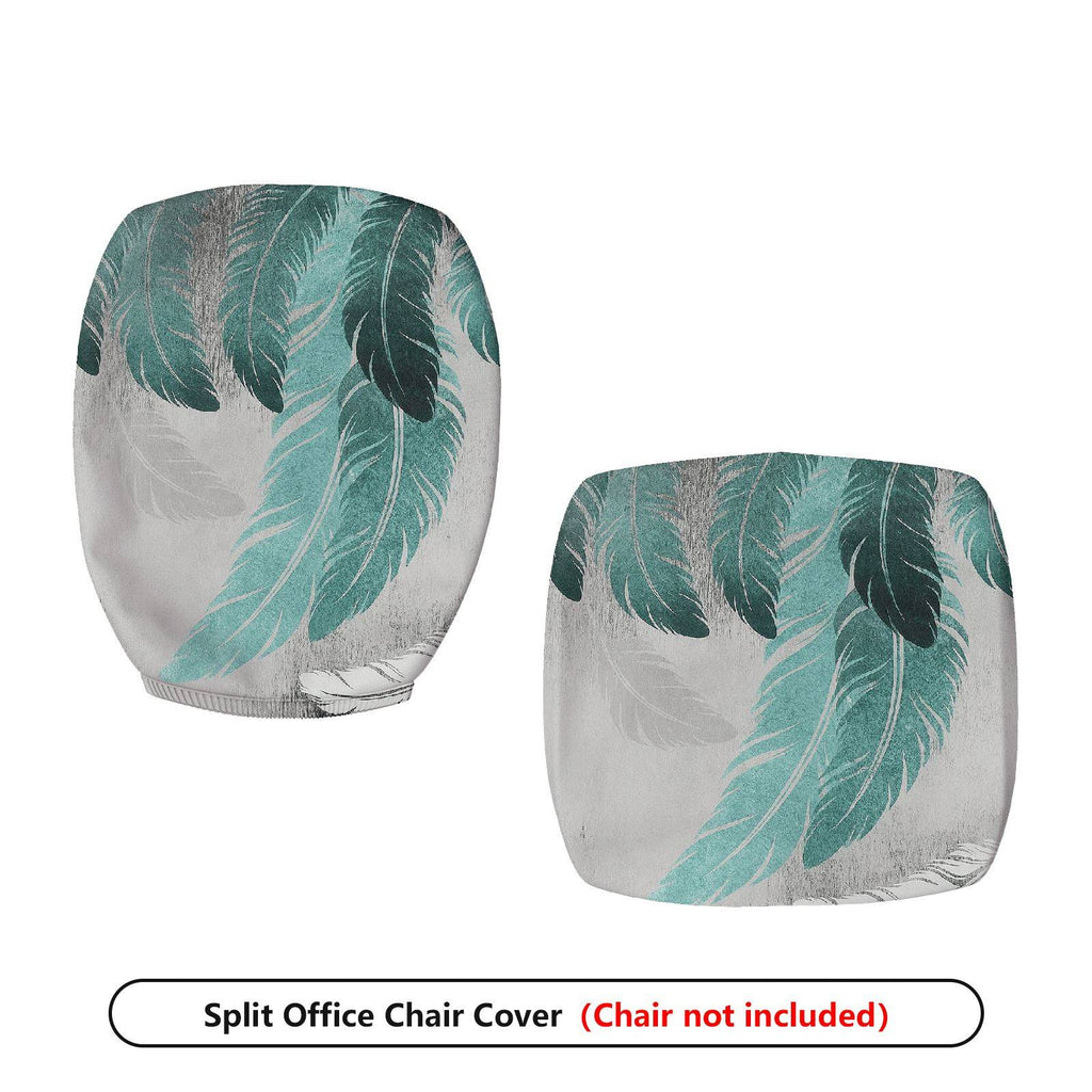 2-Piece Abstract Feather Leaf Print Pattern  Computer Chair Cover Set, Seat and Backrest