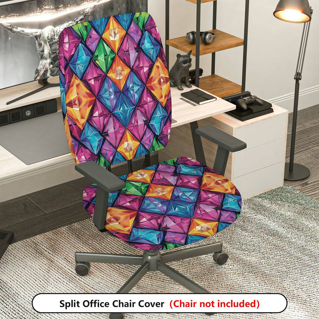 2-Piece Geometric Colorful Vibrant Modern Artistic  Computer Chair Cover Set, Seat and Backrest