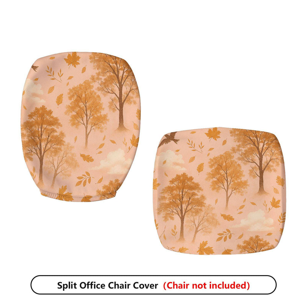 2-Piece Autumn Nature Forest Tree Leaves  Computer Chair Cover Set, Seat and Backrest