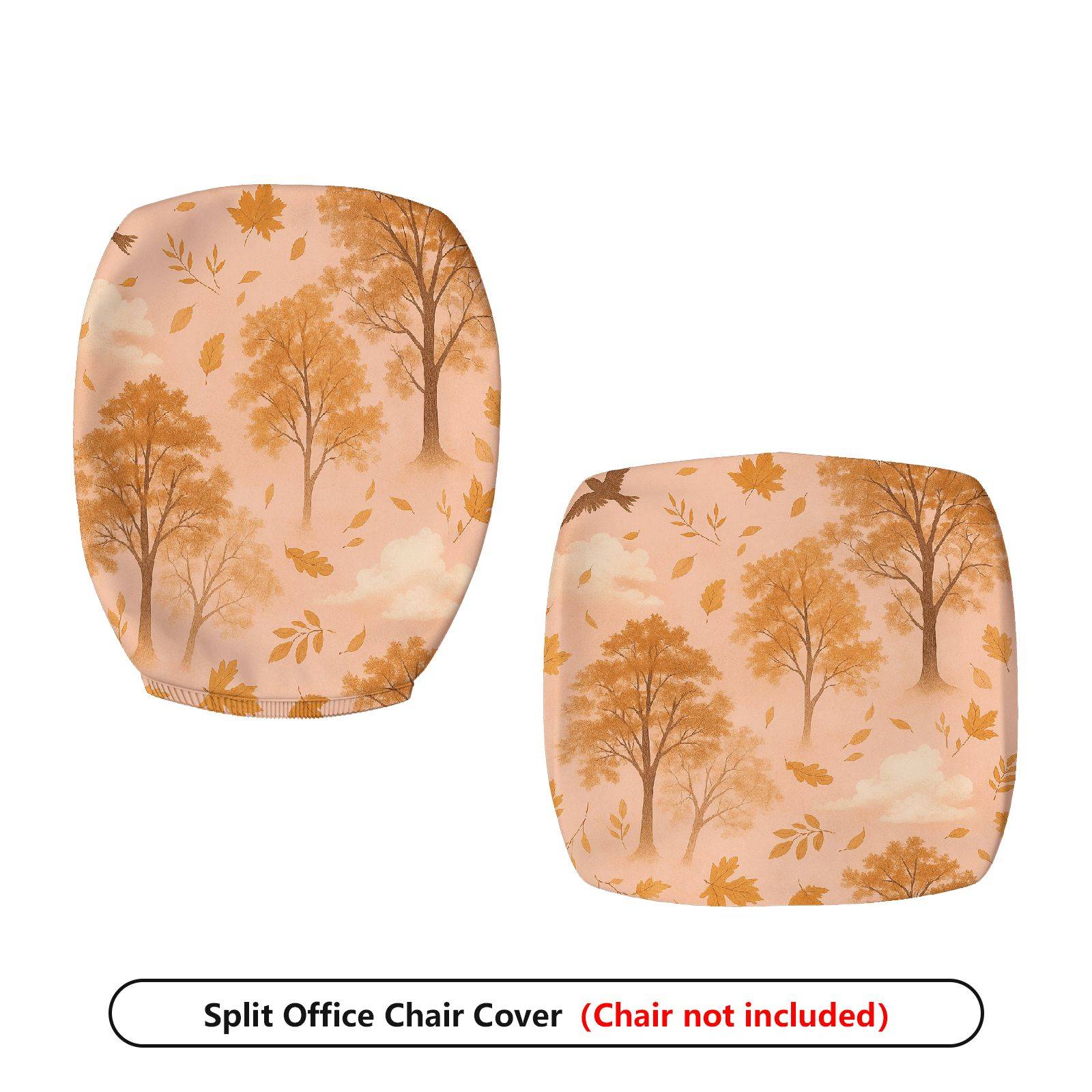 2-Piece Autumn Nature Forest Tree Leaves  Computer Chair Cover Set, Seat and Backrest
