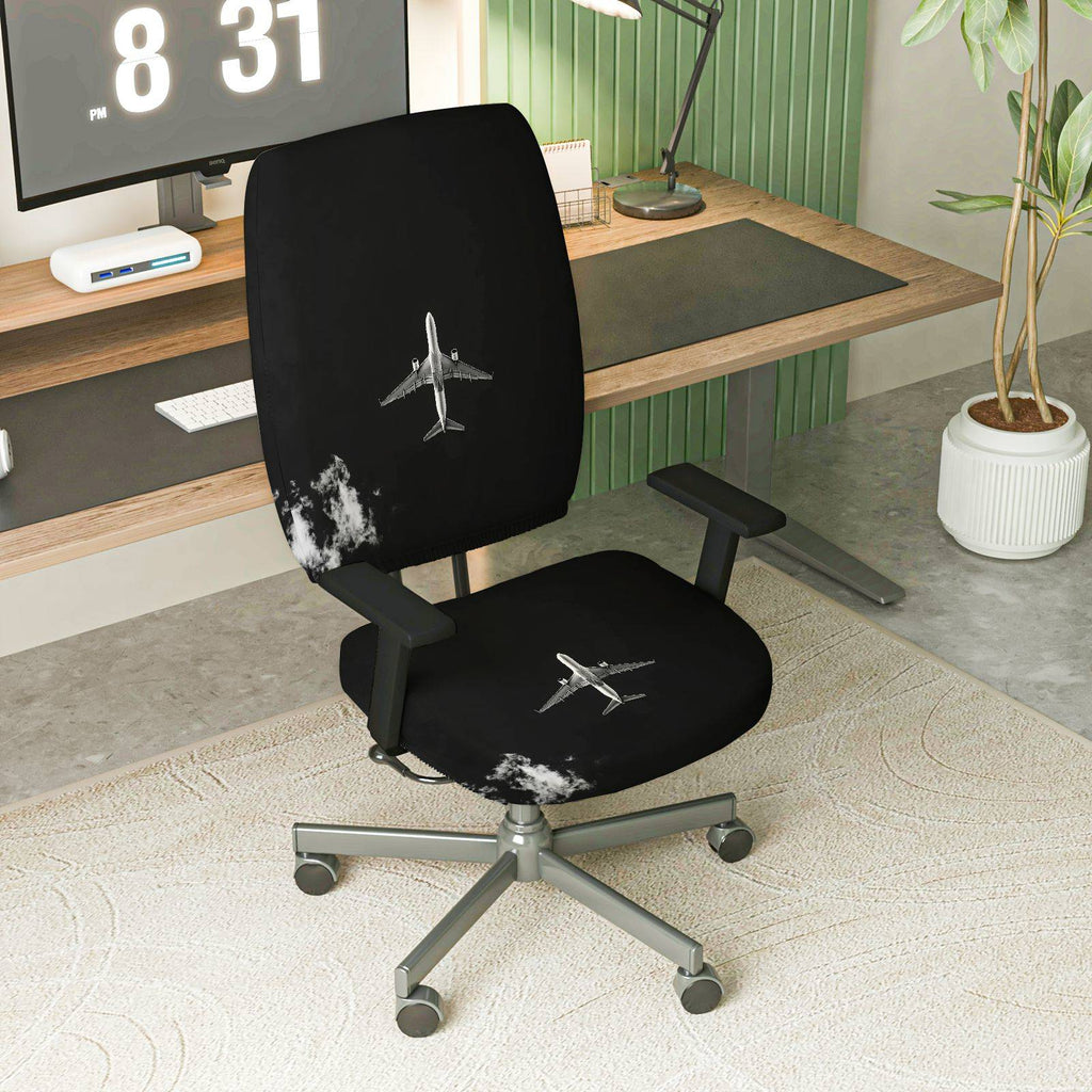 2-Piece Airplane Cloud Travel Adventure Fun  Computer Chair Cover Set, Seat and Backrest