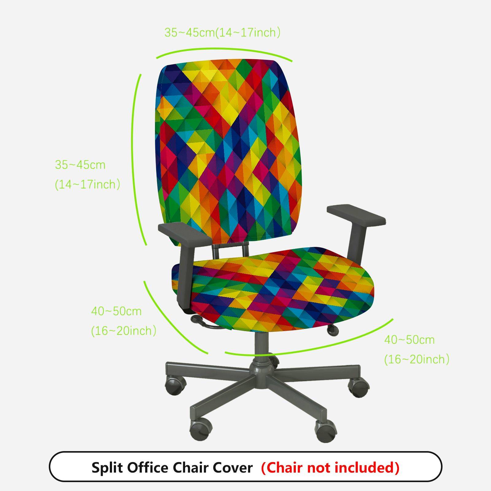 2-Piece Colorful Geometric Pattern Modern Multi-Color Decorative  Computer Chair Cover Set, Seat and Backrest