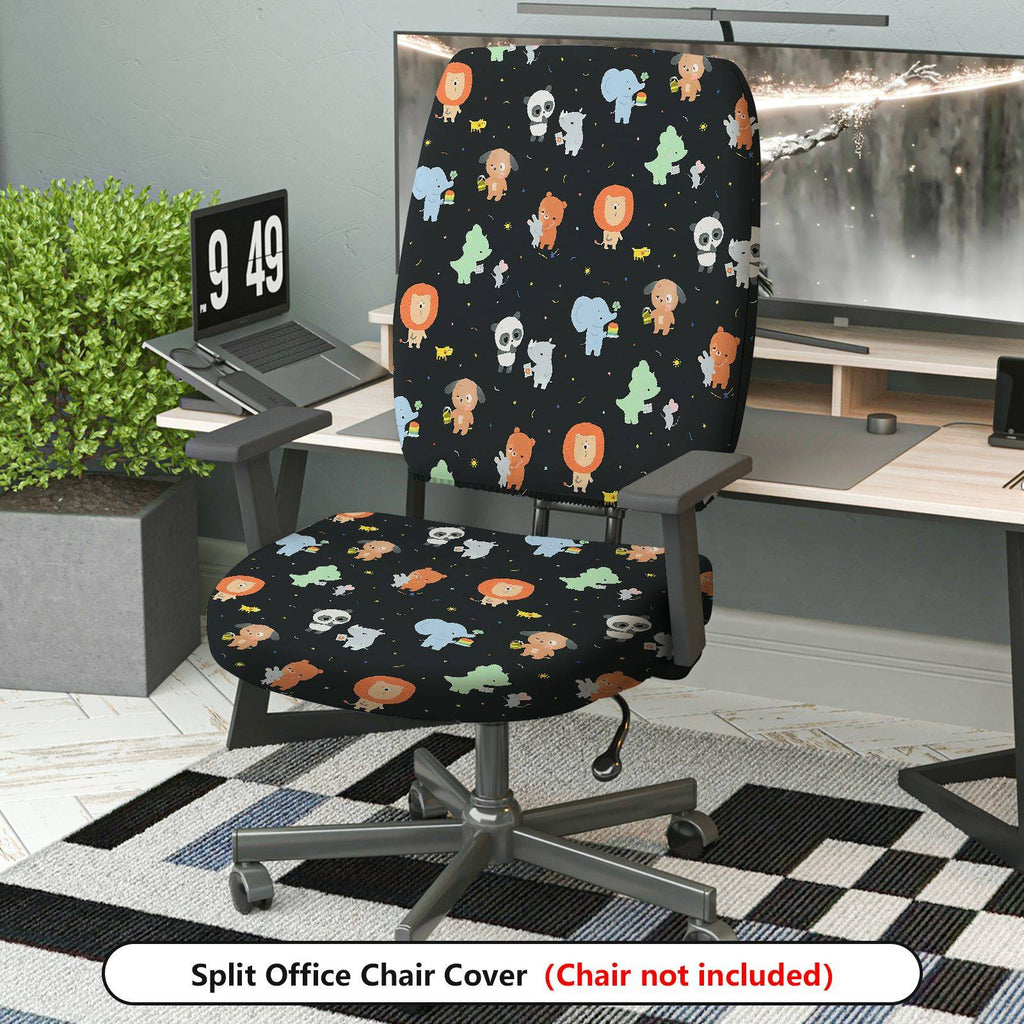 2-Piece Animal Cute  Computer Chair Cover Set, Seat and Backrest