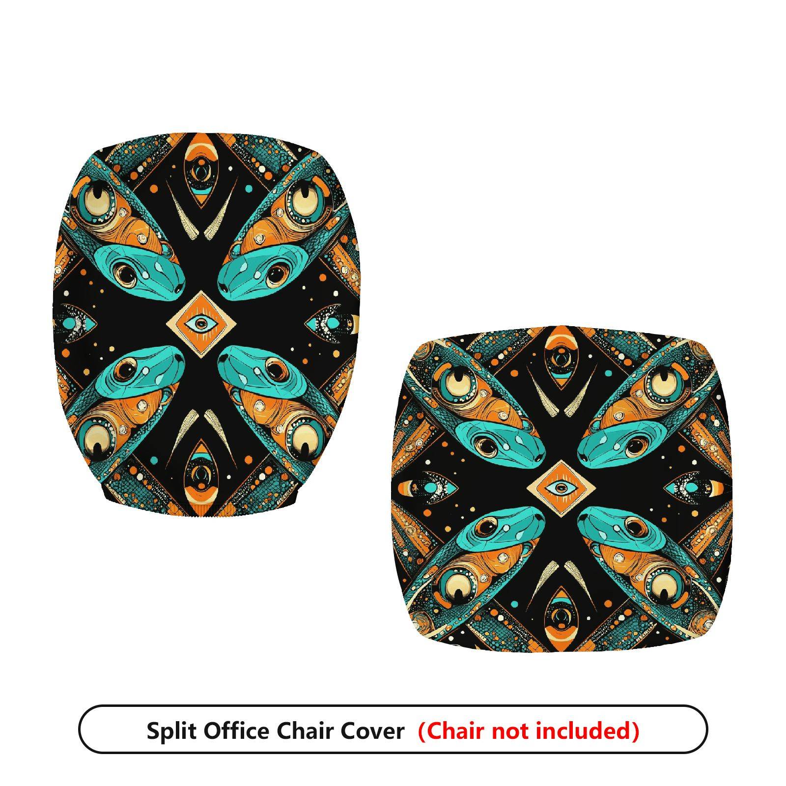 2-Piece Decorative Colorful Geometric Abstract Pattern  Computer Chair Cover Set, Seat and Backrest