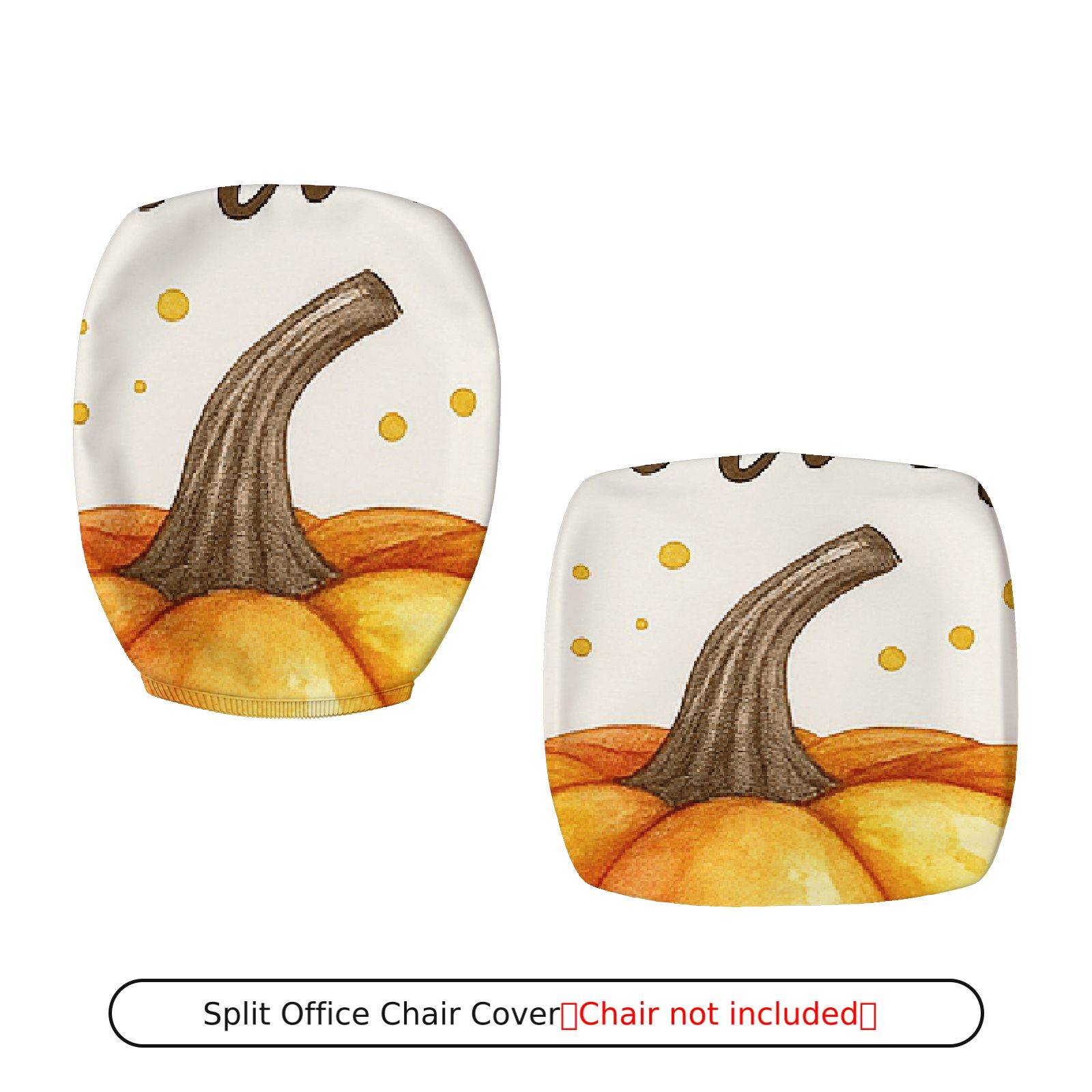2-Piece Autumn Harvest Pumpkin Leaves Thanksgiving  Computer Chair Cover Set, Seat and Backrest