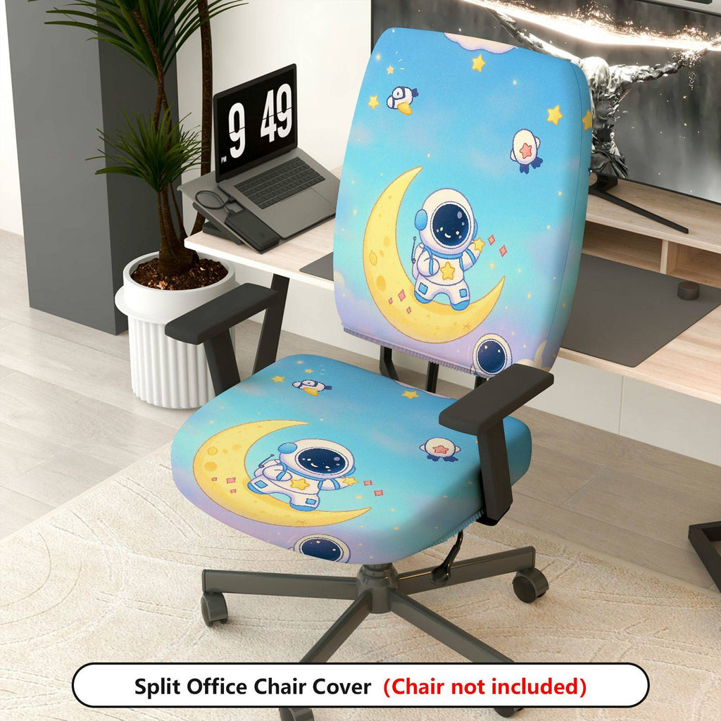 2-Piece Astronaut Moon Star Sky Space  Computer Chair Cover Set, Seat and Backrest